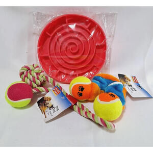 Dog Slow Feeder + 2 Pull Toys Non-Slip Placemat Silicone Soft Bowl Tennis Ball‎